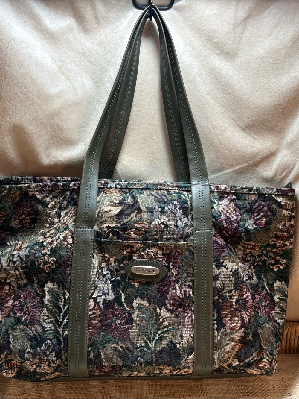 Protocol Vintage Floral Tapestry Tote Bag Large Zip Shoulder Purse Cottagecore